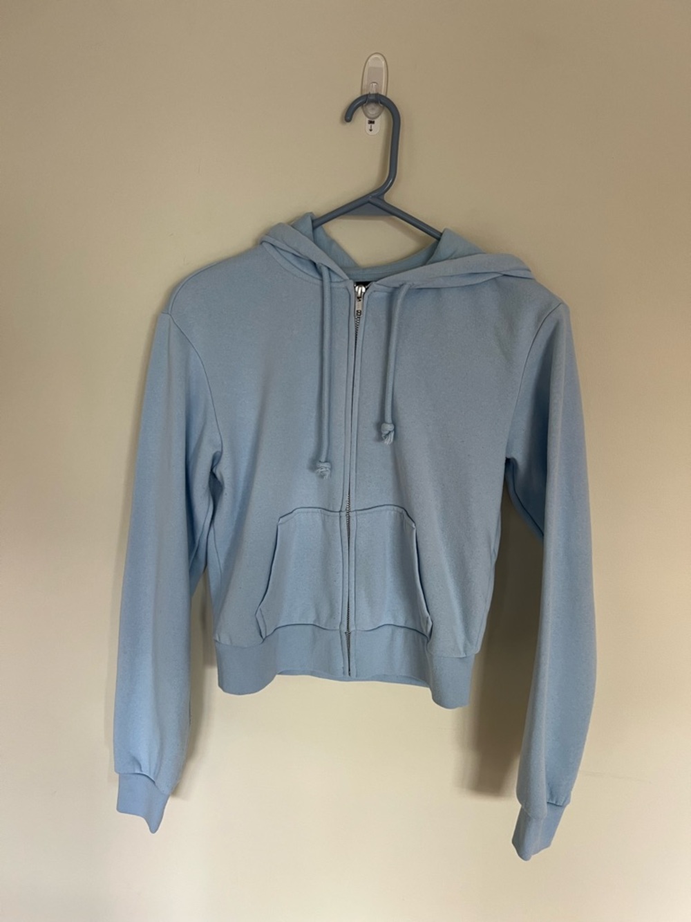 Cropped Light Blue Zip-Up Hoodie